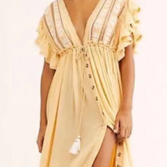 FREE PEOPLE WILL WAIT FOR YOU BALI FLORAL SHORT SLEEVE MIDI DRESS SMALL MEDIUM - Picture 6 of 12